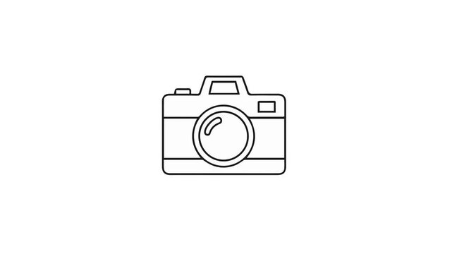 Modern stylized camera logo, black and white graphic illustration, clean vector design for photography and media industries.