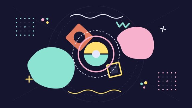 Abstract geometric motion graphics background with colorful shapes
