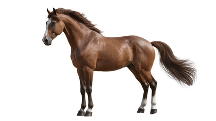 Fototapeta premium Brown horse with white blaze on face and white socks