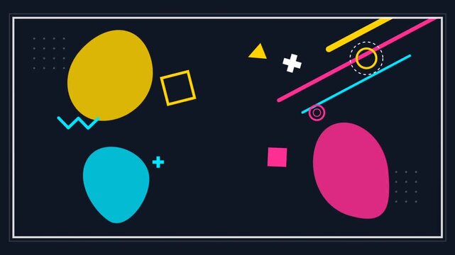 Colorful Abstract Geometric Motion Graphics Background on Dark Frame