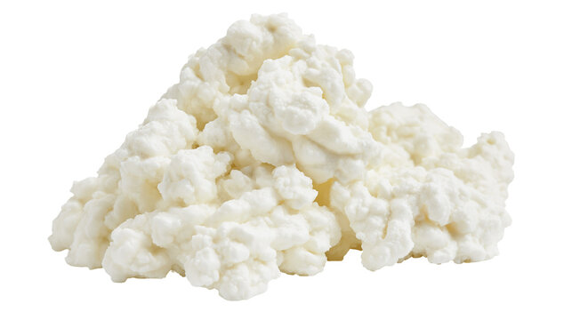 Heap of white creamy cottage cheese curds