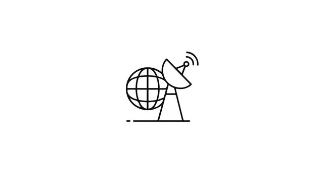 Global Communication Satellite Dish Technology Icon Animation