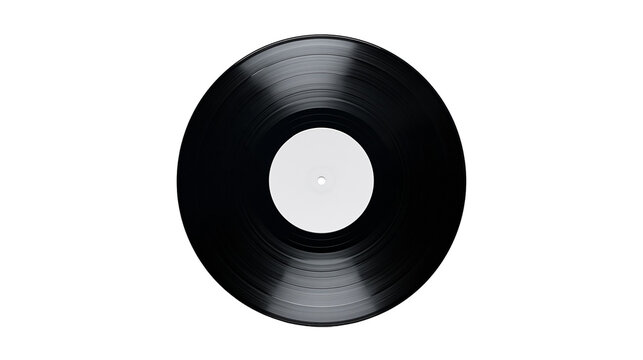 Black vinyl record with white label and center hole