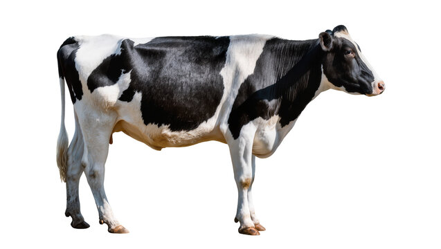 Black and white Holstein cow standing profile view