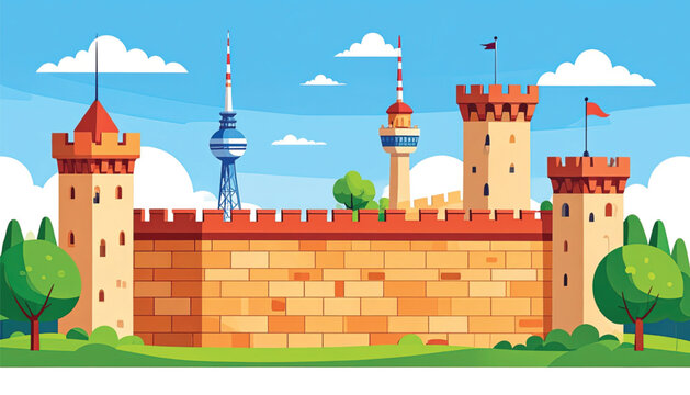 Medieval Castle Fortress Architecture.