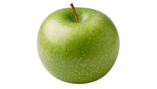 Green apple with small white dots and stem