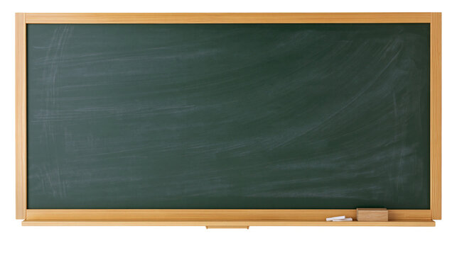 Green chalkboard with wooden frame and chalk eraser