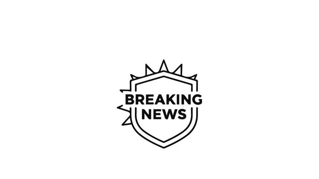 Shield Emblem with Breaking News Text and Jagged Sunburst Rays Animation