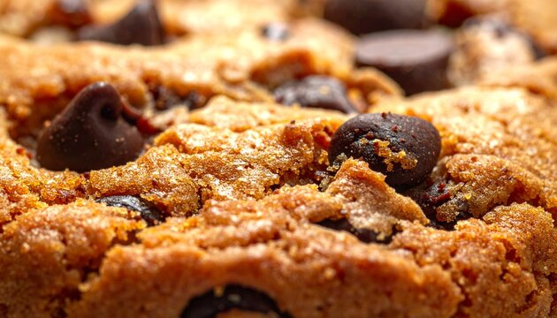 Cookie Macro View Showcasing Delicious Chocolate Chips and Texture