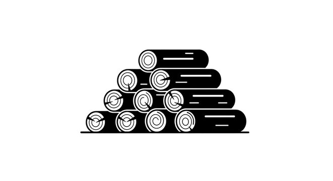 A black and white illustration of a pyramid-shaped stack of cylindrical objects