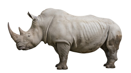 Fototapeta premium White rhinoceros with large horn and thick wrinkled skin