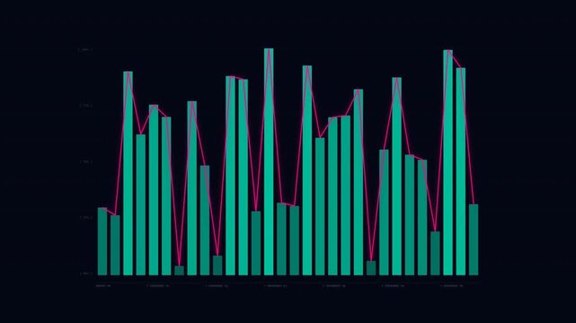 Dynamic motion of colorful bar graphs representing data analysis in motion.