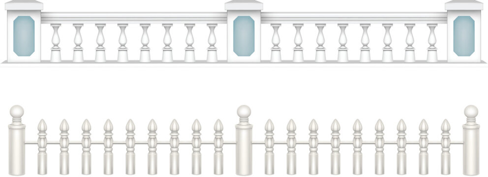 White classic balustrade and fence vector decoration vector