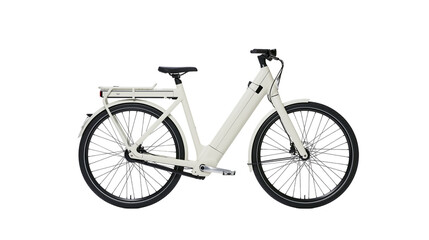 Fototapeta premium Cream electric bicycle with rear rack and fenders