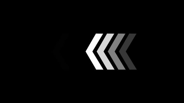 Four grey chevron arrows pointing left on black background for modern digital interface navigation