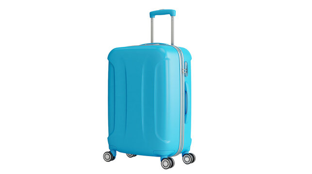 Blue hard shell rolling suitcase with telescopic handle