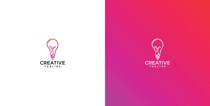 Stylish gradient lightbulb logo design symbolizing innovative thinking, bright ideas, and creative solutions in a sleek, modern line art style