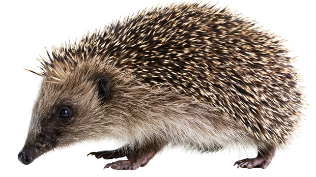 European hedgehog with sharp quills and soft fur