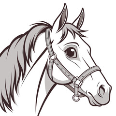 Close up profile portrait of a horse with a leather bridle illustration portrait equestrian domestic illustration © Stock Master BD