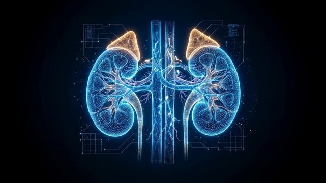 Glowing Human Kidney Anatomy