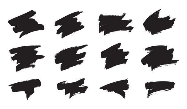 Black marker scribbles and highlight scrawl texture elements isolated on a white background vector