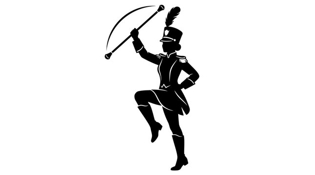 4th of July, Independence Day, USA, American, America, Patriotic, Patriotism, United States, Vintage military, marching band, drum major, uniform, black silhouette