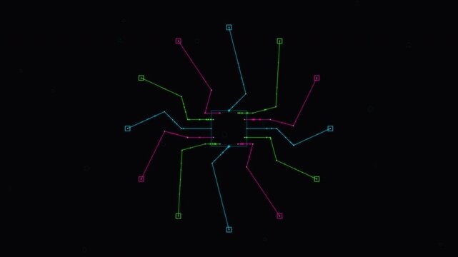 Colorful Neural Network Motion Visualization in Dynamic Digital Art for Technology Enthusiasts.