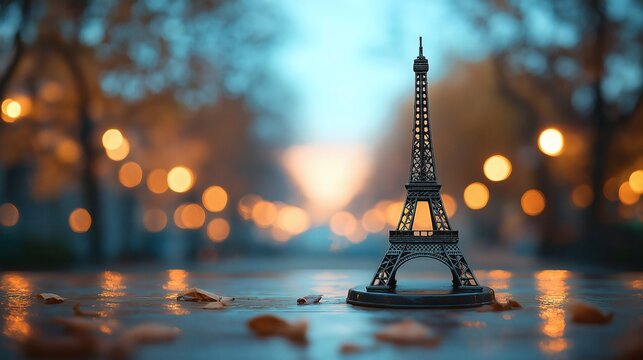 Miniature Eiffel Tower in Moody City Lights