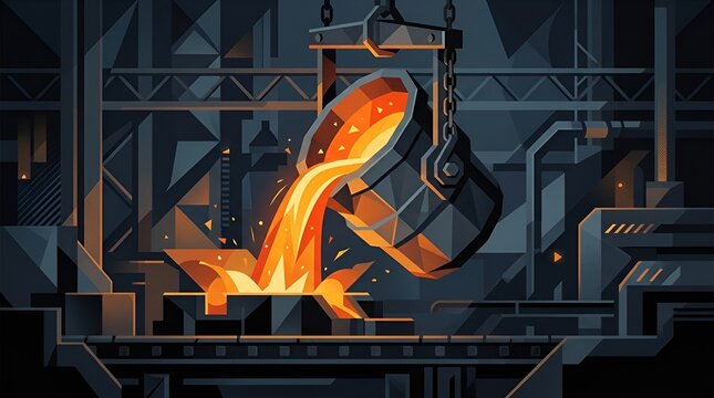 Molten Metal Pouring Foundry Industrial Process Factory