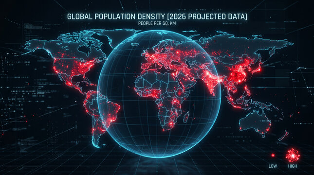 Global Population Density Projection 2026 Digital Map
