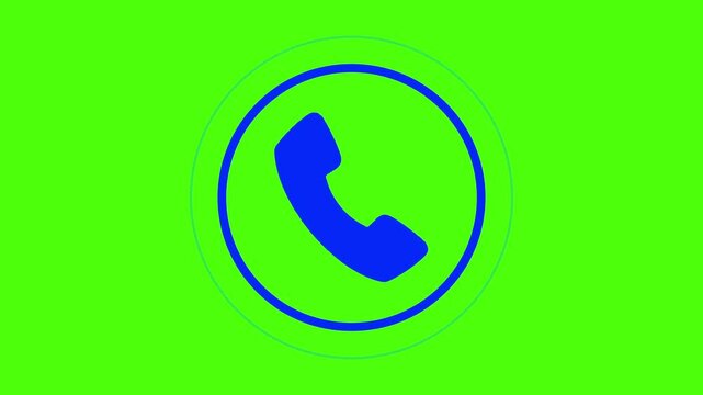 Animated phone call with pulsing ring effect on green screen for easy chroma key compositing animation