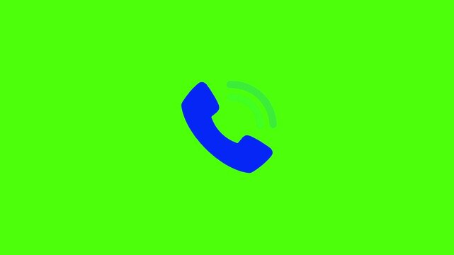 Animated phone call with pulsing signal waves on green screen for easy chroma key compositing animation