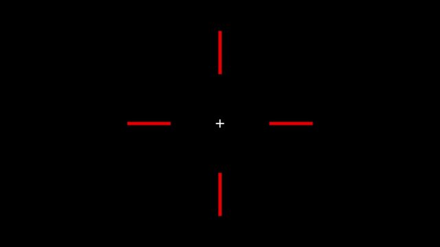 Digital sniper scope reticle overlay with pulsing crosshair animation on black background, target