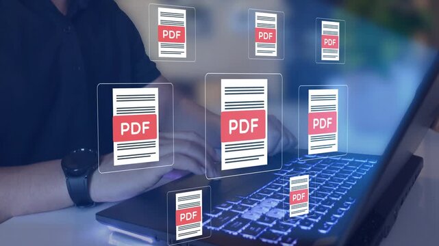 PDF documents representing file sharing, cloud storage, digital workflow, data organization and modern technology use. 