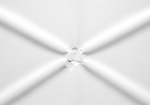 Abstract white background with a central xshaped crease