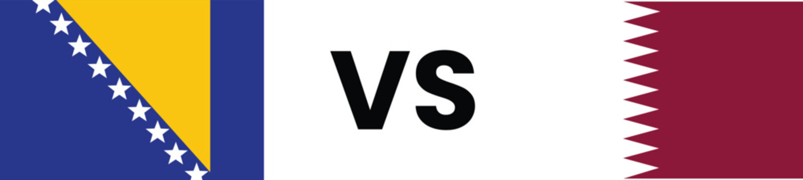 Bosnia and herzegovina versus qatar national flags with 'vs' text international competition concept