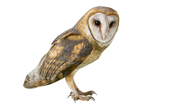 Barn owl with heart-shaped face and speckled plumage