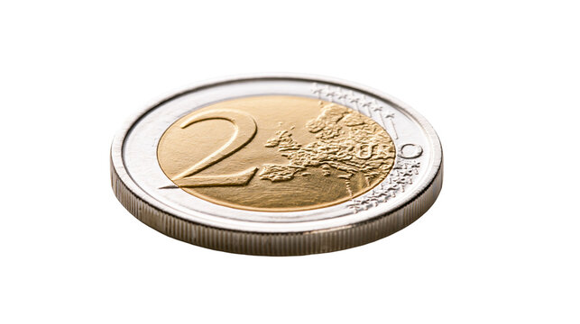 Two Euro Coin with Europe Map and Number 2