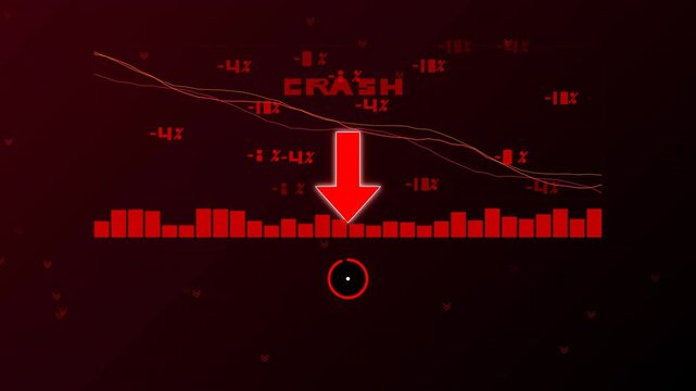 Motion Graphics of Red Arrow and Data Visualization in Digital Environment for Technology and Science.