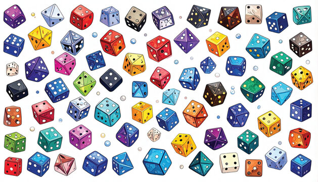 Colorful Polyhedral Dice Gaming Tokens.