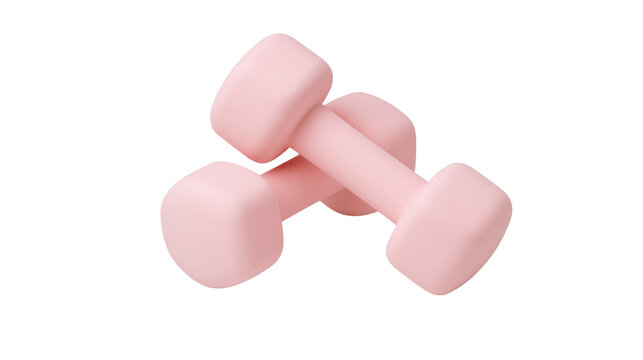 Pair of pink dumbbells for fitness and exercise