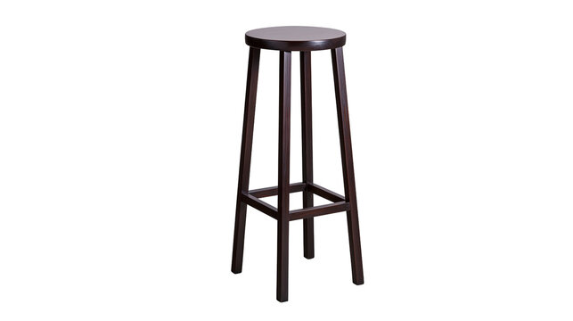 Dark wood bar stool with round seat and four legs