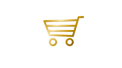 Golden shopping cart icon with wheels © Isolde