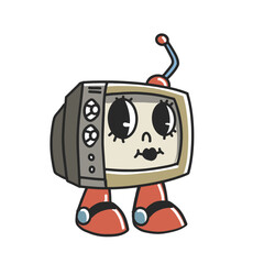 Naklejka premium Whimsical vintage television character illustration