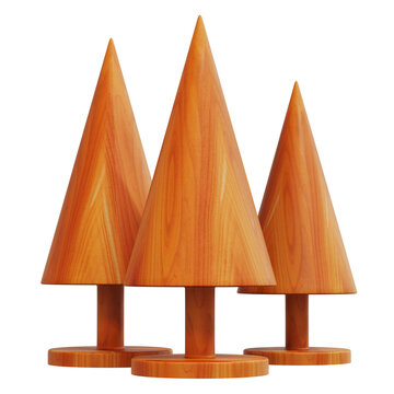 Wooden Carved Christmas Pine Tree Simple Geometric Form