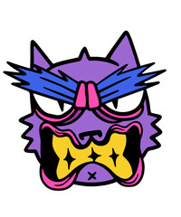 Colorful cartoon feline face graphic design © Vexels