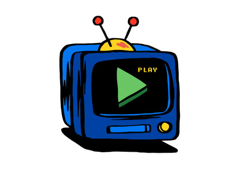 Playful retro tv design with play button