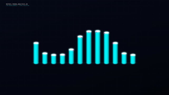 Motion of Dynamic Digital Bar Graphs in Neon Style for Data Visualization and Technology Themes.