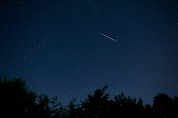 Constellations, landscape, Milky Way stars on a dark countryside skies. © astrosystem
