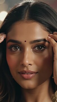 Beautiful Indian Woman Playing Dandiya Raas During Navratri Festival CelebratioN